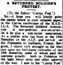 A newspaper clipping of a letter to the editor of a protest made by a soldier
