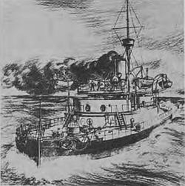 A drawing of the first class torpedo boat Countess of Hopetoun.